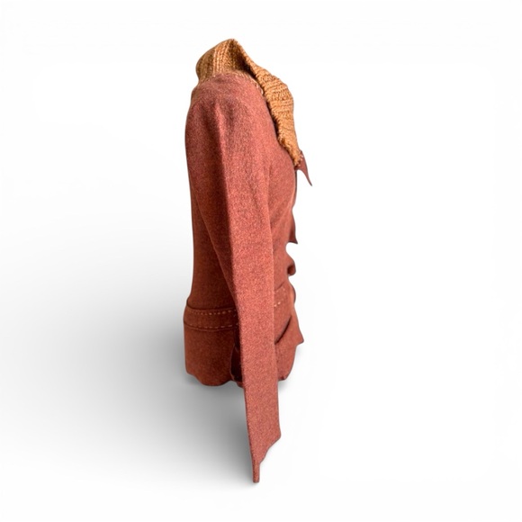 Anthropologie Burnt Orange and Gold Cowl Neck Sweater - Picture 3 of 8